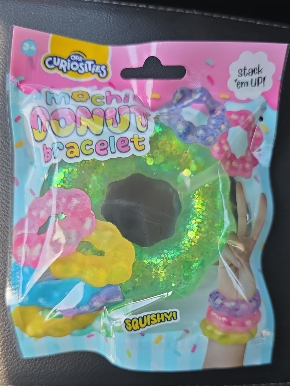 ORB CuriousitiesSquishy - Mochi Donut Bracelet - Green Glitter Stackable - NWT